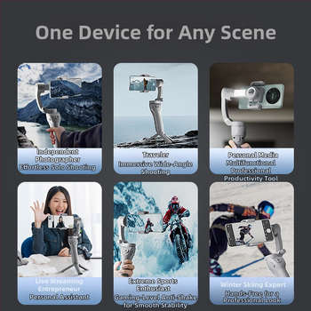 Pārvadājamais 3-asi gimbāla stabilizators telefonam ar sejas sekošanu, Bluetooth, ar tālvadības pulti iekļautu, Modelis M01