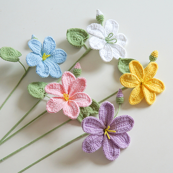 Floare tricotată manual din lână – lalea uscată, personalizare DIY, ambalaj în pungă OPP