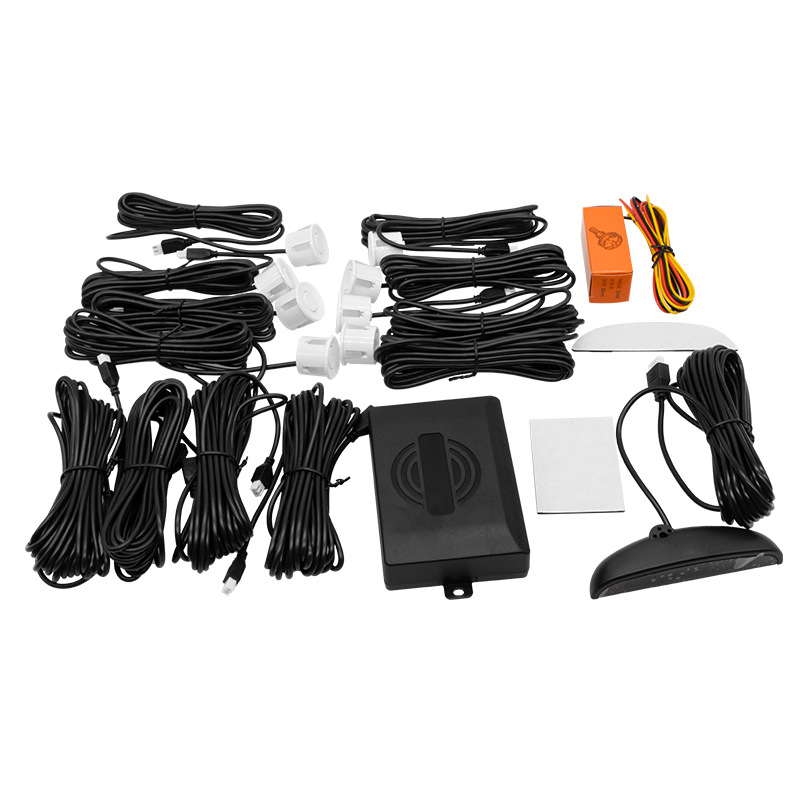 Universālais auto atpakaļgaitas radars ar LED displeju pusmēness formā, 8 sensori, skaņas signāls, 12V barošana