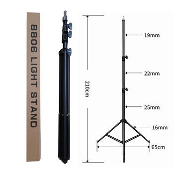 Keen fotografski stativ od karbonskog čelika s podnim nosačem LED rasvjetnog svjetla, 3-dijelni teleskop dizajn, nosivost 10 kg, visina 71–210 cm, promjeri cijevi 25/22/19 mm