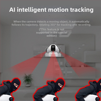 ICSEE bezvadu mājas kamera — 5V barošana, plastmasas PTZ, uzstādīšana uz sienas, griestiem vai plaknai virsmai