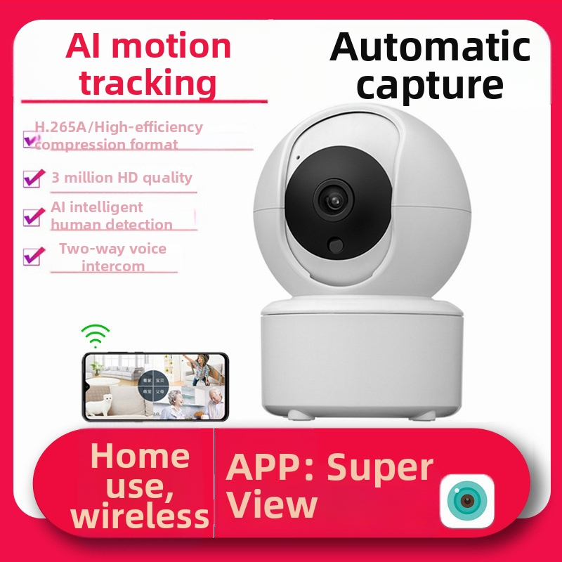ICSEE bezvadu mājas kamera — 5V barošana, plastmasas PTZ, uzstādīšana uz sienas, griestiem vai plaknai virsmai