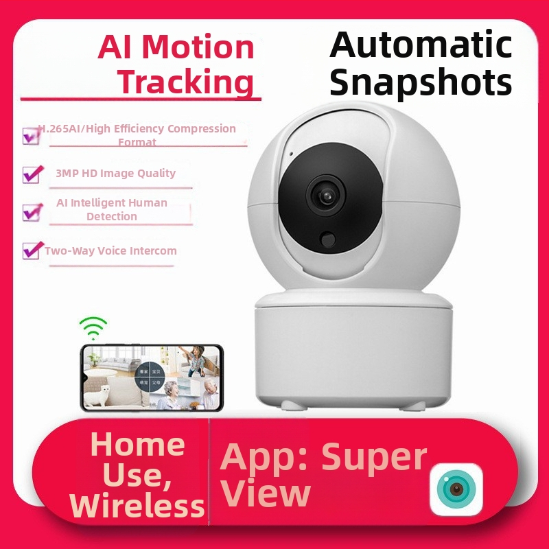 ICSEE bezvadu mājas kamera — 5V barošana, plastmasas PTZ, uzstādīšana uz sienas, griestiem vai plaknai virsmai