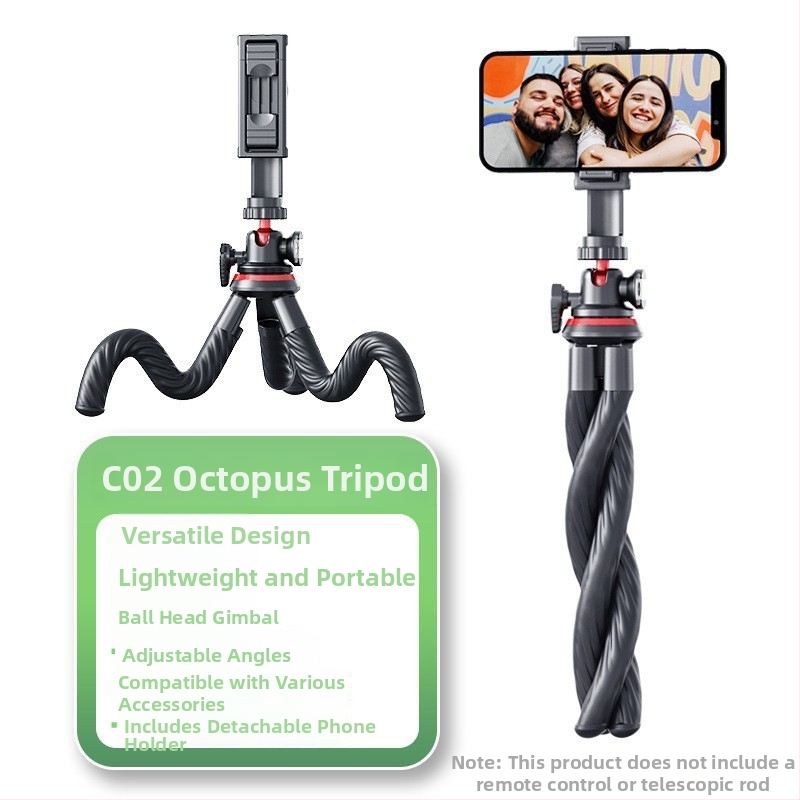 Selfie štap u stilu hobotnice za telefon – Bluetooth, daljinsko upravljanje, aluminijsko tijelo, prilagodljiv od kynovation