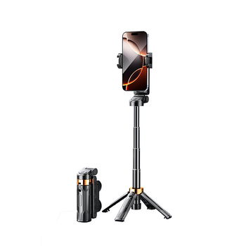Mini pocket Bluetooth selfie štapić s ugrađenom svjetlom, prijenosna stativna podrška za live streaming — aluminijska legura + ABS, daljinski upravljač