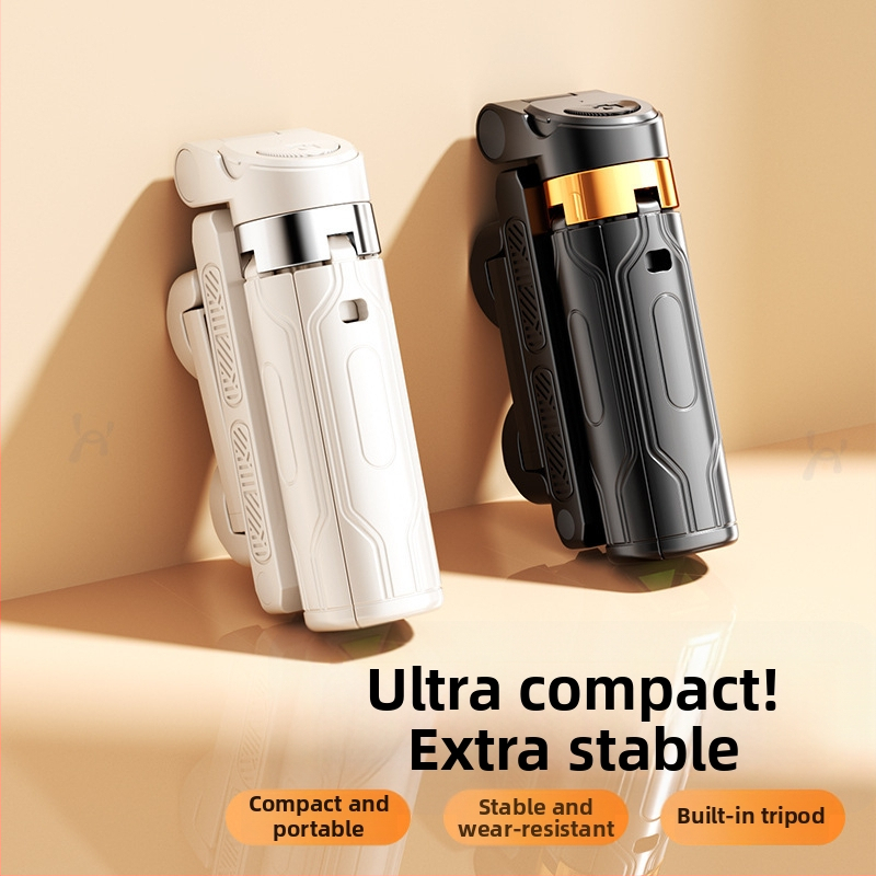 Mini pocket Bluetooth selfie štapić s ugrađenom svjetlom, prijenosna stativna podrška za live streaming — aluminijska legura + ABS, daljinski upravljač