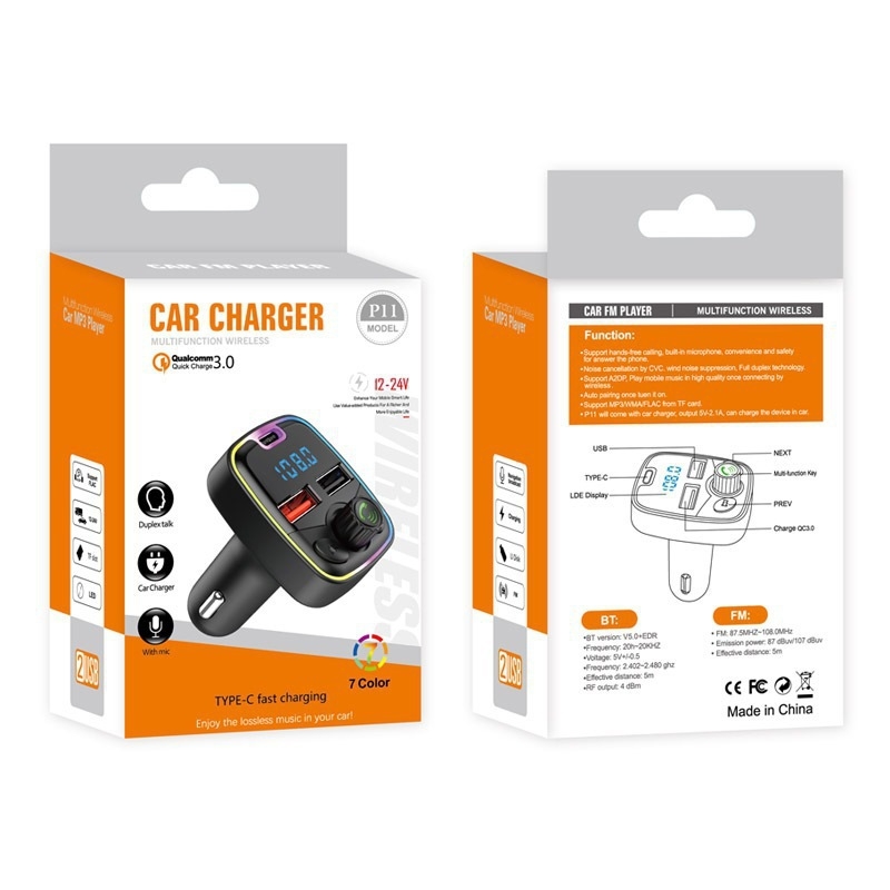 P11 automobilni Bluetooth hands-free MP3 player s FM transmiterom i QC3.0 brzo punjenje