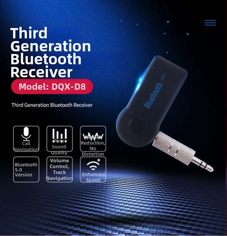 Bluetooth prijímač na volant pre auto s MP3 prehrávačom, plug-and-play hands-free, ABS puzdro, vstup 5V, kábel 3 m