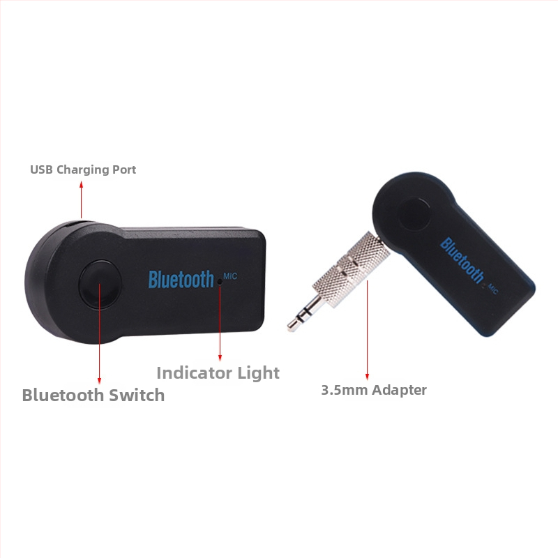 Bluetooth prijímač na volant pre auto s MP3 prehrávačom, plug-and-play hands-free, ABS puzdro, vstup 5V, kábel 3 m