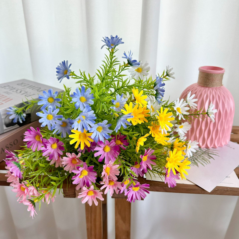 Buket od umjetnih svilenih cvjetova Daisy, marke Longyu Craft Flower, pogodan za vjenčanja i rekvizite za fotografiju