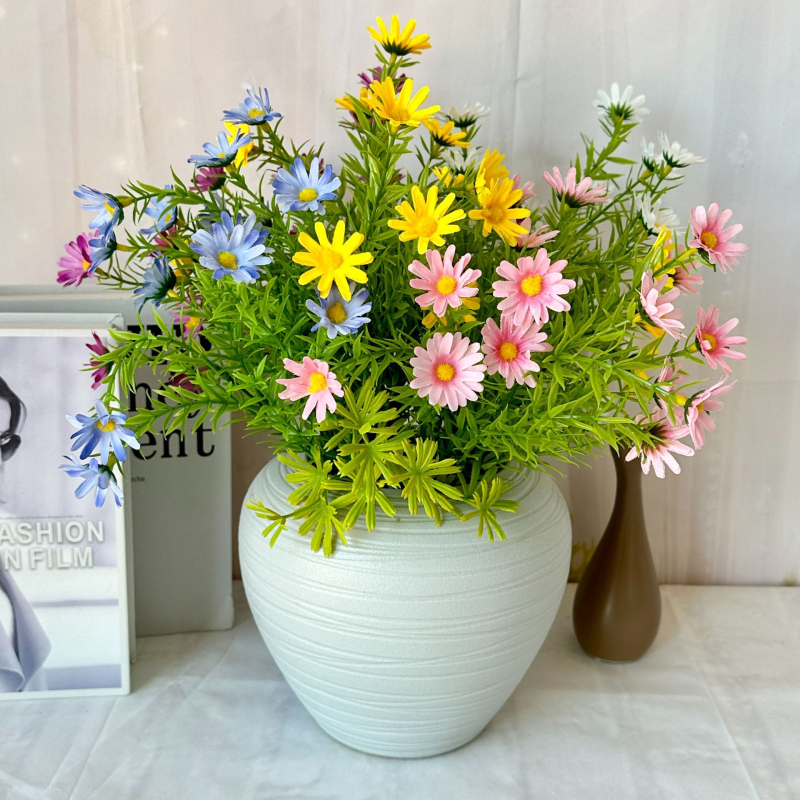 Buket od umjetnih svilenih cvjetova Daisy, marke Longyu Craft Flower, pogodan za vjenčanja i rekvizite za fotografiju