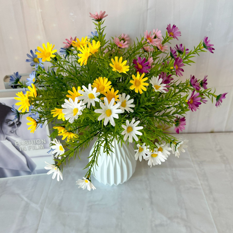 Buket od umjetnih svilenih cvjetova Daisy, marke Longyu Craft Flower, pogodan za vjenčanja i rekvizite za fotografiju