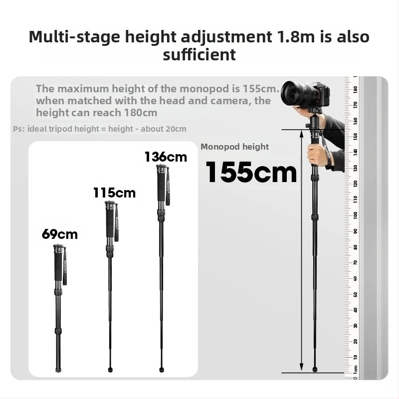 Monopod pentru cameră A-888; aliaj de aluminiu; compatibil cu DSLR și smartphone-uri; greutate 0,470 kg