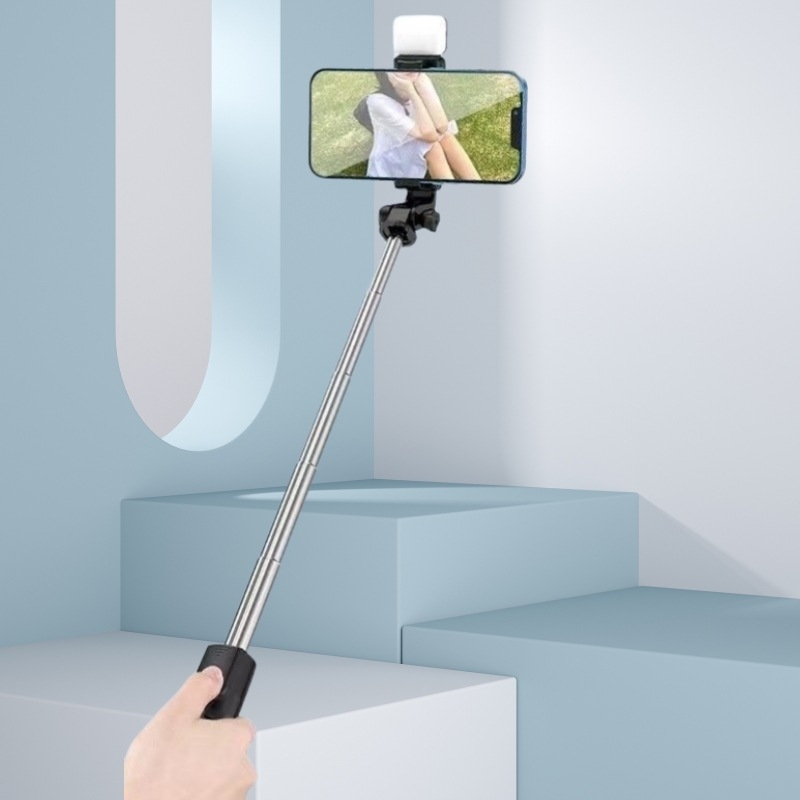 Bluetooth Selfie Šipka sa Svjetlom — Plastično Tijelo, Sve-u-jednom, Teleskopski Okretni Tripod za Mobitel