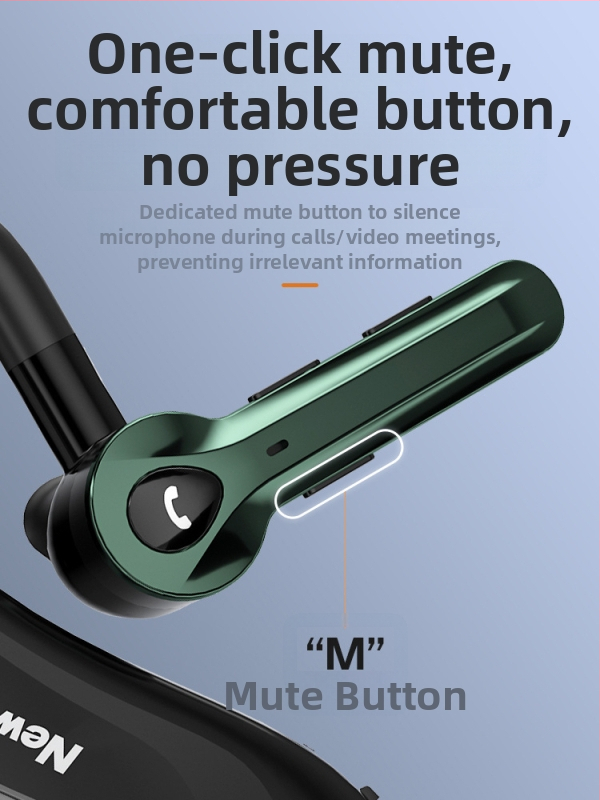 Bezvadu Bluetooth austiņas vienai ausij, sporta stila vadīšanai, trokšņa slāpēšana, ilgs akumulatora darbības laiks