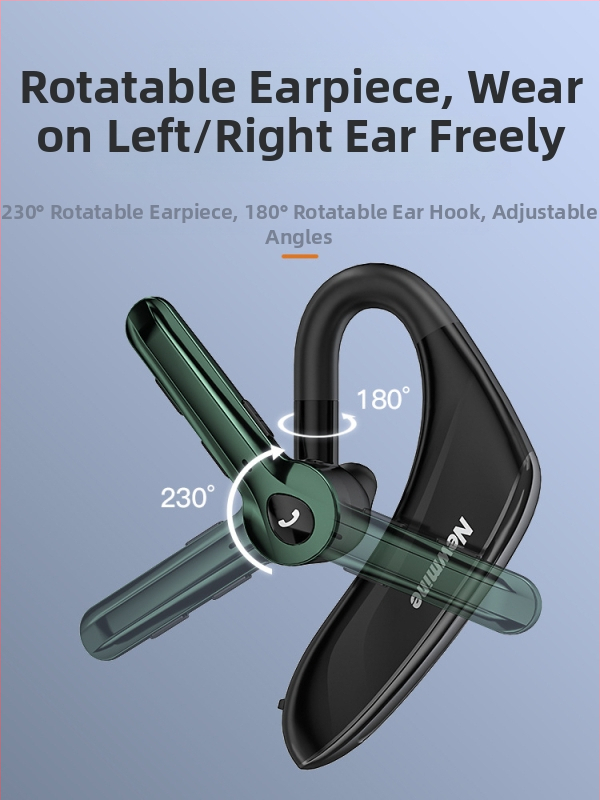 Bezvadu Bluetooth austiņas vienai ausij, sporta stila vadīšanai, trokšņa slāpēšana, ilgs akumulatora darbības laiks