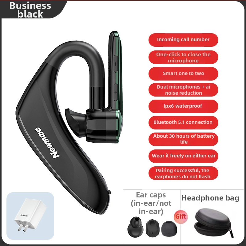 Belaidės Bluetooth ausinės vienai ausiai, sportinio stiliaus, skirtos važiavimui, triukšmo slopinimas, itin ilga baterijos veikimo trukmė