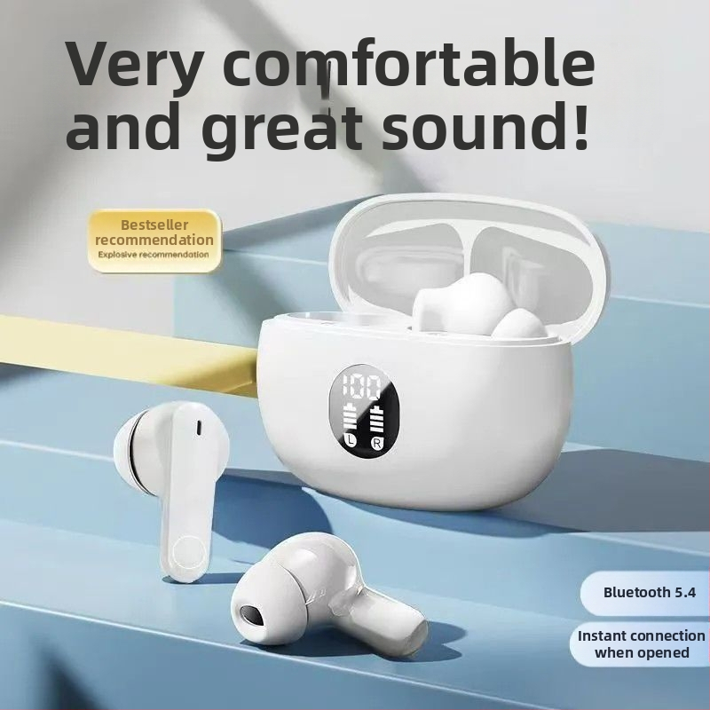 Căști Bluetooth semi-in-ear, fără fir, cu anulare zgomot, autonomie baterie peste 8 ore, Bluetooth 5.0, cip Qualcomm, IPX-6, hands-free pentru mașină