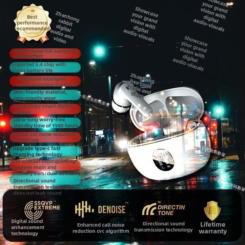 Căști Bluetooth semi-in-ear, fără fir, cu anulare zgomot, autonomie baterie peste 8 ore, Bluetooth 5.0, cip Qualcomm, IPX-6, hands-free pentru mașină