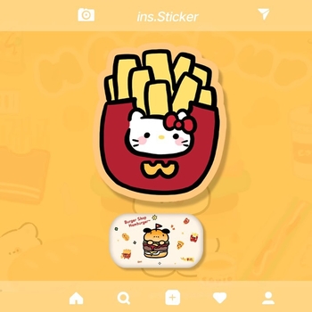 Μαξιλαράκι ποντικιού, καουτσούκ, μονόπλευρο, αντιολισθητικό, εκτύπωση, OEM παραμετροποίηση; σχέδιο: γάτα με μπέργκερ και πατάτες τηγανητές