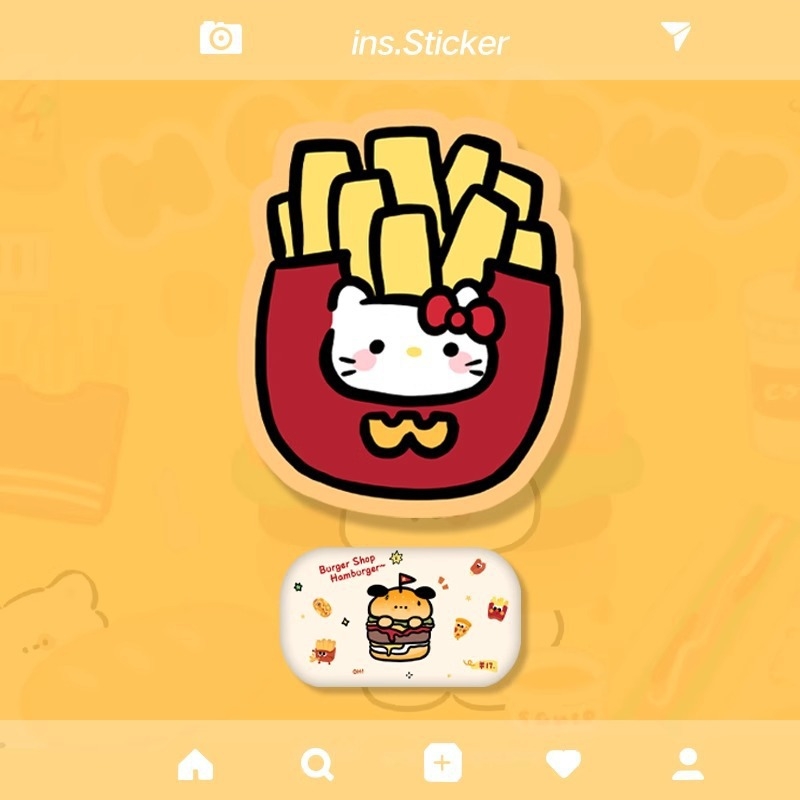 Μαξιλαράκι ποντικιού, καουτσούκ, μονόπλευρο, αντιολισθητικό, εκτύπωση, OEM παραμετροποίηση; σχέδιο: γάτα με μπέργκερ και πατάτες τηγανητές