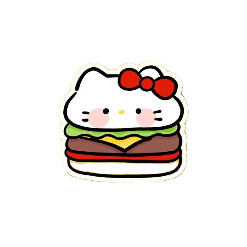 Μαξιλαράκι ποντικιού, καουτσούκ, μονόπλευρο, αντιολισθητικό, εκτύπωση, OEM παραμετροποίηση; σχέδιο: γάτα με μπέργκερ και πατάτες τηγανητές