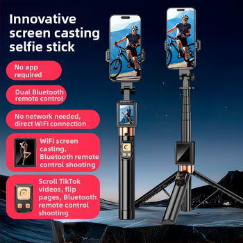 Selfie tyč s projekciou obrazovky a podlahovým trojnožným statívom pre telefón, univerzálne CL07