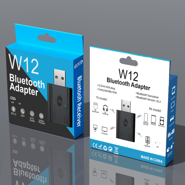 Bluetooth vysielač-prijímač 2-v-1 s vstavaným mikrofónom pre hands-free hovory; podporuje párovanie dvoch zariadení; USB napájanie 5V; hmotnosť 27 g