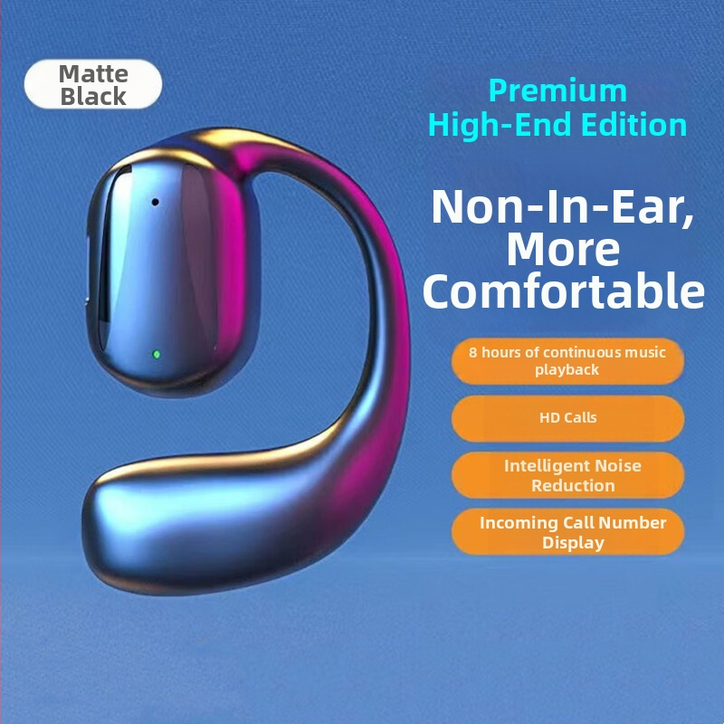 Bezdrôtové Bluetooth slúchadlo na jedno ucho, klip do ucha, upevnenie na ucho, Bluetooth 5.0, dosah 10 m, športový štýl, výdrž batérie 4–8 hodín