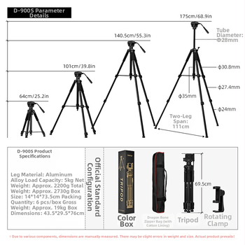 Prispôsobiteľný statív na DSLR s 3D gimbalom a držiakom pre mobilný telefón pre živé vysielanie, hliníková zliatina, 3 sekcie, rýchloupínacia doska, nosnosť 5 kg