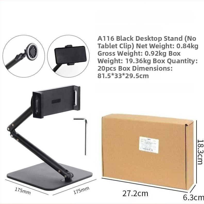 Kovový stolový stojan pre mobilný telefón a tablet, univerzálny model, na horné snímanie, s protiotrasom