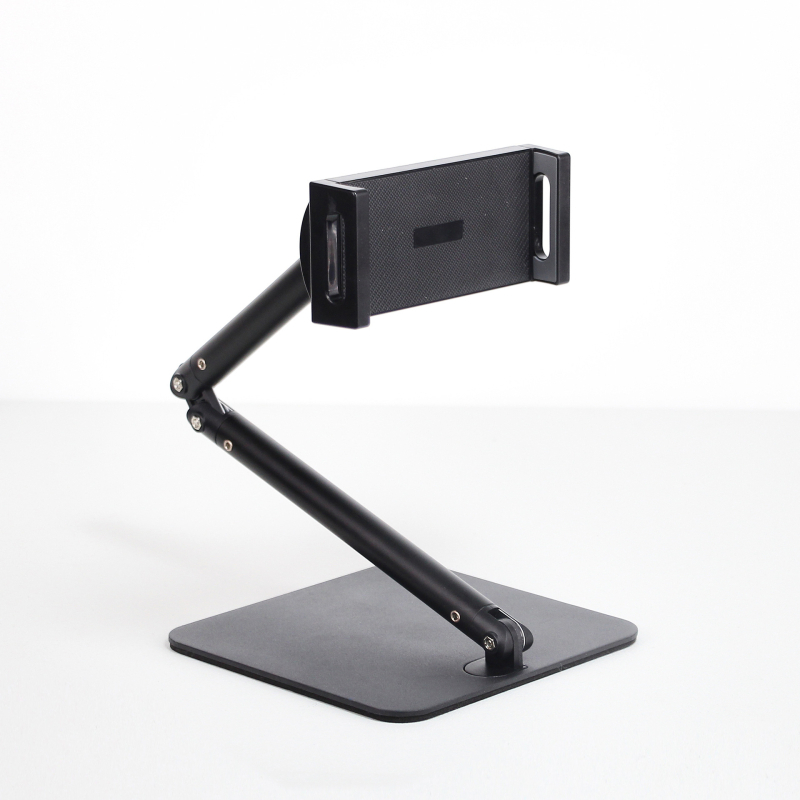 Kovový stolový stojan pre mobilný telefón a tablet, univerzálny model, na horné snímanie, s protiotrasom