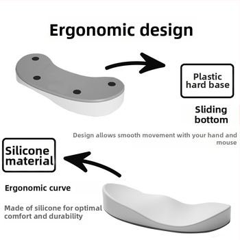 Ofisa rokas atbalsta spilventiņš – silikona, pretslīdēšana, ūdensizturīgs, viegli tīrāms; modelis Q8, ap 40 g, vienpusējs