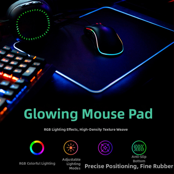 Herná podložka pod myš RGB podsvietená, hrubšia, protišmyková, guma+textília, potlač loga, OEM prispôsobenie