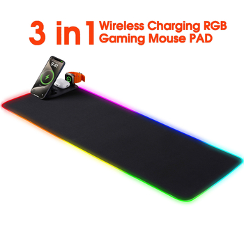 3-v-1 podložka pod myš s bezdrôtovým nabíjaním, prispôsobiteľná kancelárska podložka s logom, protišmyková a podsvietená.