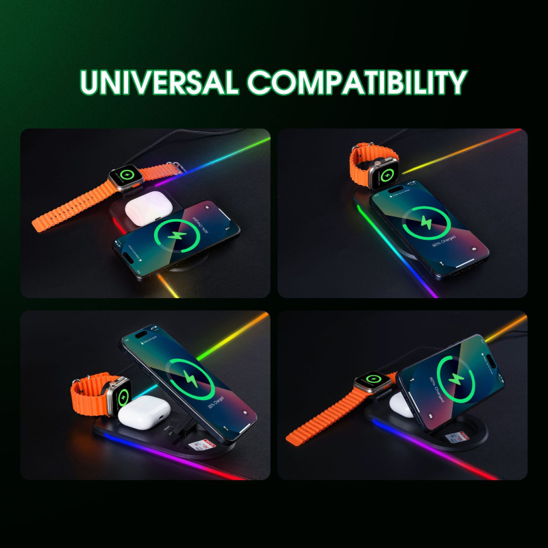 3-v-1 podložka pod myš s bezdrôtovým nabíjaním, prispôsobiteľná kancelárska podložka s logom, protišmyková a podsvietená.