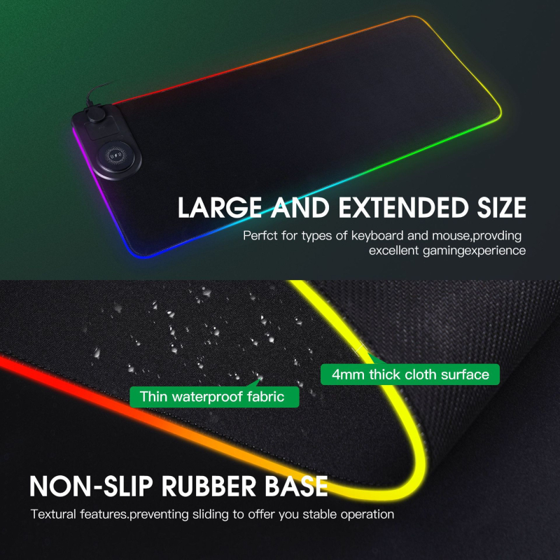 3-v-1 podložka pod myš s bezdrôtovým nabíjaním, prispôsobiteľná kancelárska podložka s logom, protišmyková a podsvietená.