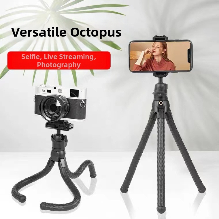 Octopus trepied pentru cameră și telefon cu telecomandă Bluetooth – suport de birou flexibil, material din cauciuc dens, personalizare disponibilă, marcă proprie licențiată