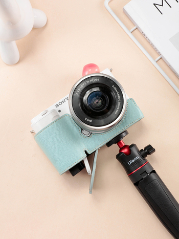 Sony ZVE10 bezzrkadlová kamera taška s koženým základom (polukomplekt) – PU koža, ohnutý ramenný popruh, vnútorné vnútro zo syntetickej kože, model ZVE10