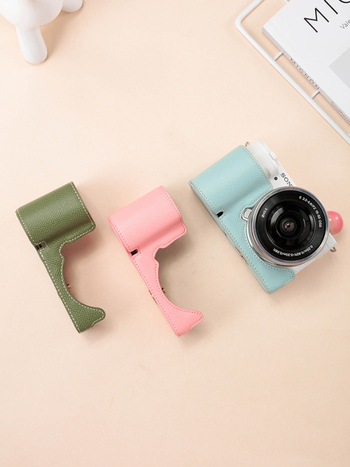 Sony ZVE10 bezzrkadlová kamera taška s koženým základom (polukomplekt) – PU koža, ohnutý ramenný popruh, vnútorné vnútro zo syntetickej kože, model ZVE10