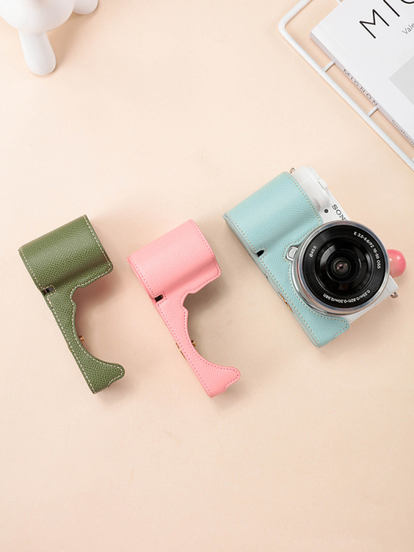 Sony ZVE10 bezzrkadlová kamera taška s koženým základom (polukomplekt) – PU koža, ohnutý ramenný popruh, vnútorné vnútro zo syntetickej kože, model ZVE10