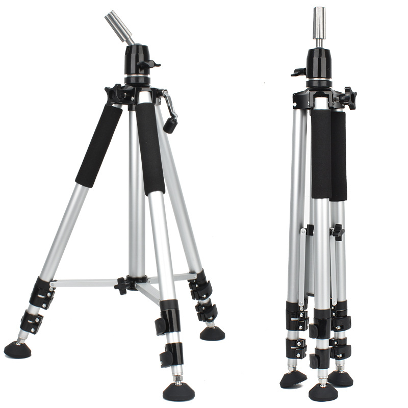 Držiak hlavy z hliníkovej zliatiny pre manekýnku, podlahový trojnožný s guľovou hlavou, 3 sekcie, nosnosť 11–15 kg, max. priemer trubky 25,4 mm