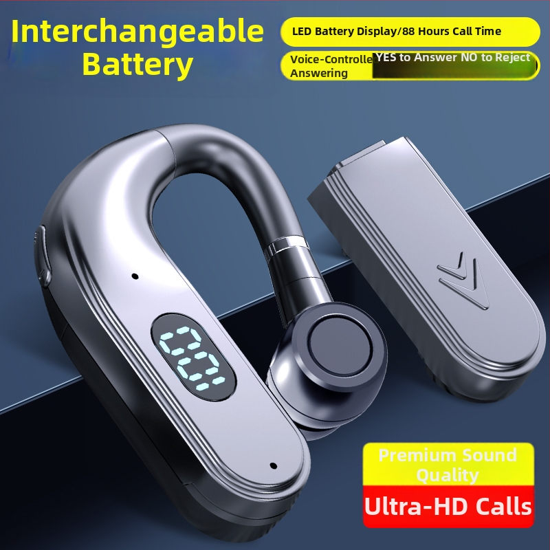 In-ear bezdrôtové Bluetooth slúchadlá s vymeniteľnou batériou, háčik na ucho, univerzálne pre Apple, Huawei, Vivo — Bluetooth 5.2, dosah 10 m, vodeodolné, výdrž batérie viac ako 8 hodín, digitálny displej