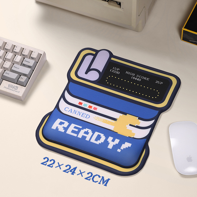 Malá silikónová podložka na zápästie pre myš s textilným povrchom, jednostranná, kreslený štýl, termotransfer tlač