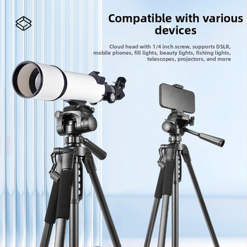 Trepied pentru lampă de pescuit noapte cu giimbal tridimensional, trepied din oțel cu 3 secțiuni, placă de eliberare rapidă, suport de telefon portabil