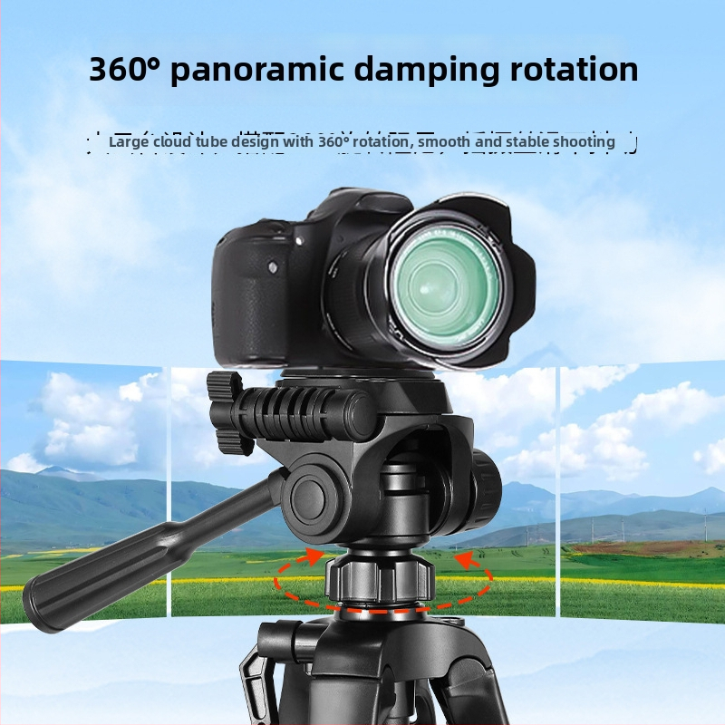 Trepied pentru lampă de pescuit noapte cu giimbal tridimensional, trepied din oțel cu 3 secțiuni, placă de eliberare rapidă, suport de telefon portabil