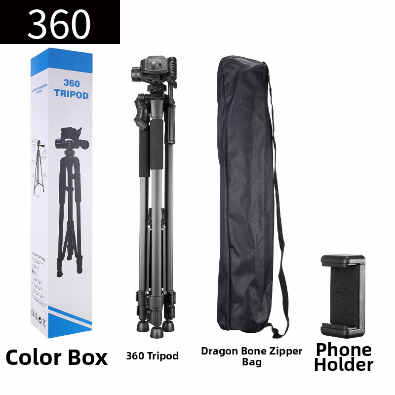 Trepied pentru lampă de pescuit noapte cu giimbal tridimensional, trepied din oțel cu 3 secțiuni, placă de eliberare rapidă, suport de telefon portabil
