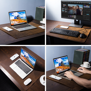 Veľká podložka pod myš z pravej kože, protišmyková, šitá, kancelárska podložka k stolu, tepelná izolácia a odolnosť voči špine, možnosť potlače loga