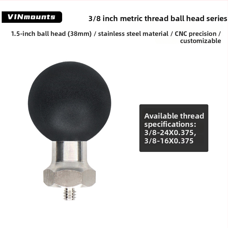 Držiak s guľovou hlavou pre kameru s 3/8-inch závitom, guľová hlava 38 mm, materiál nerezová oceľ + guma, nosnosť až do 7 kg