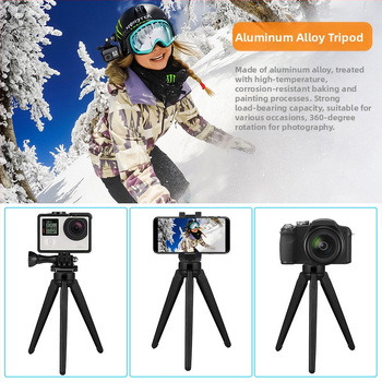 Stativ pre DSLR/GoPro z hliníkovej zliatiny, 3-sekčné nohy, guľová hlava, nosnosť 6–10 kg, doska rýchleho uvoľnenia